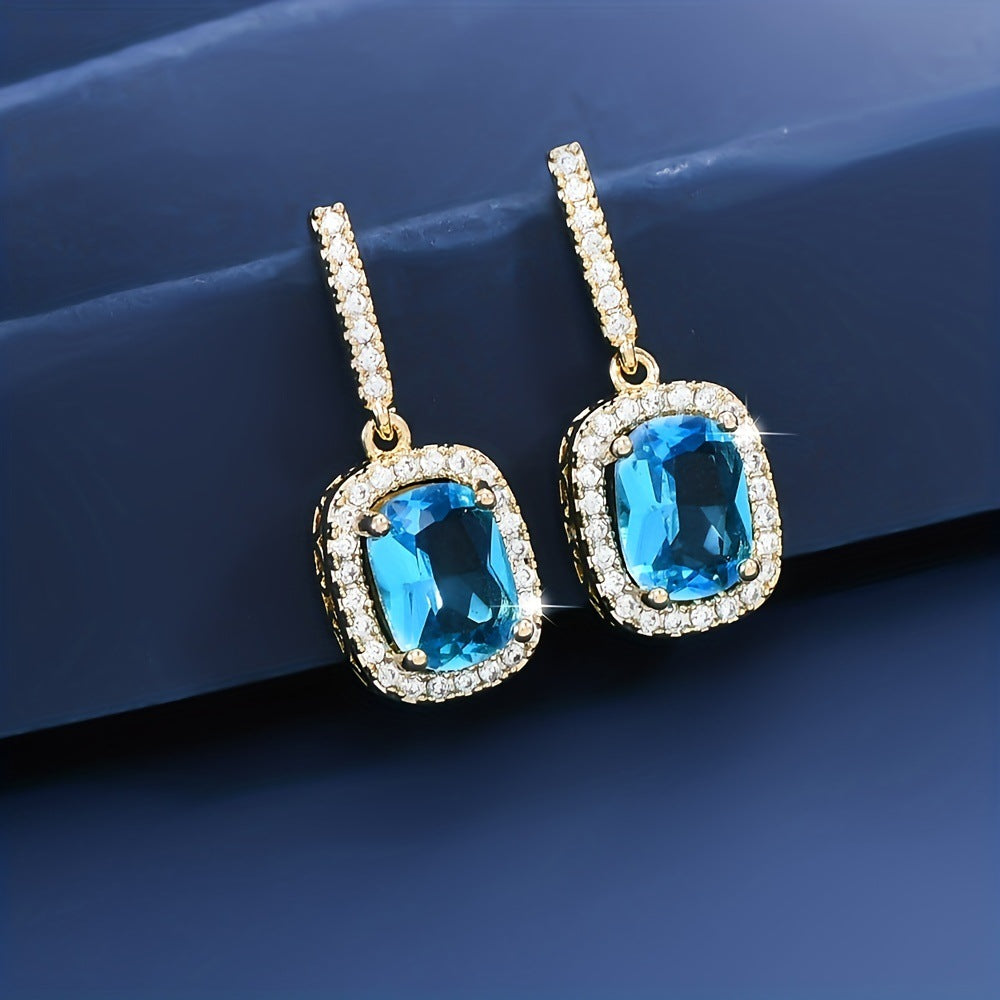 Micro-inlaid Diamond Super Shiny Square Stud Earrings For Women
