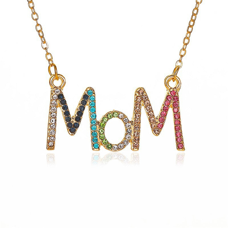 Diamond Mom Letter Necklace Personality