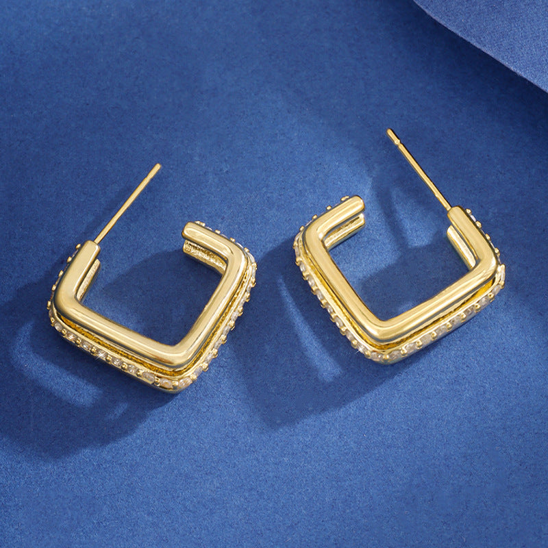 Special-interest Design Three-layer Square Stud Earrings