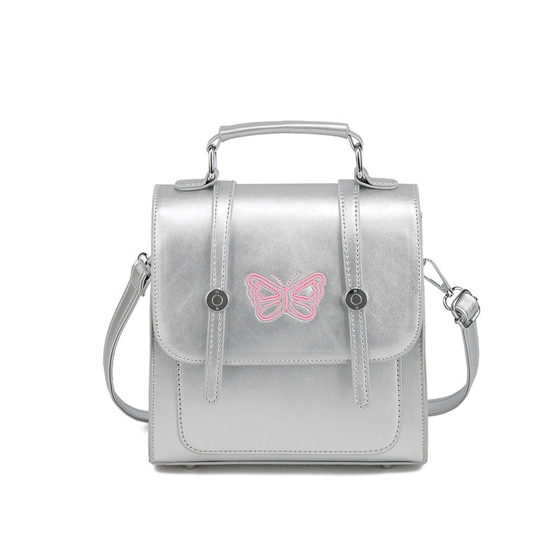 Silver Shoulder Messenger Bag Three-purpose Backpack Fashion