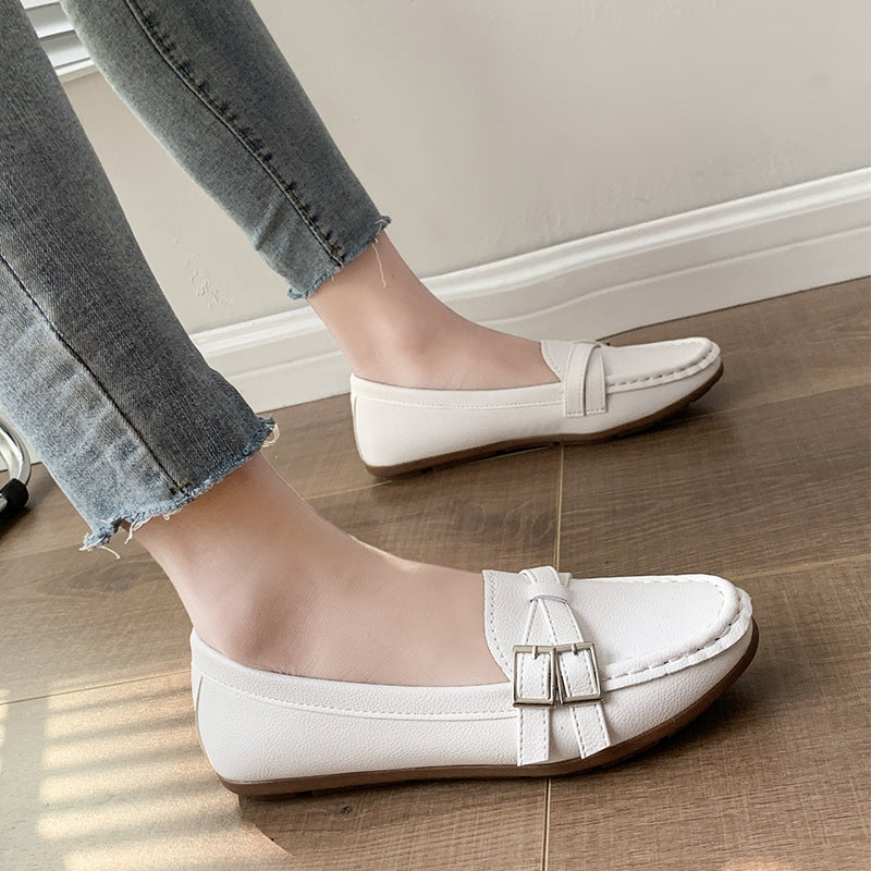 Spring And Autumn New Single Layer Shoes Women's Fashion Belt Buckle Mom Shoes