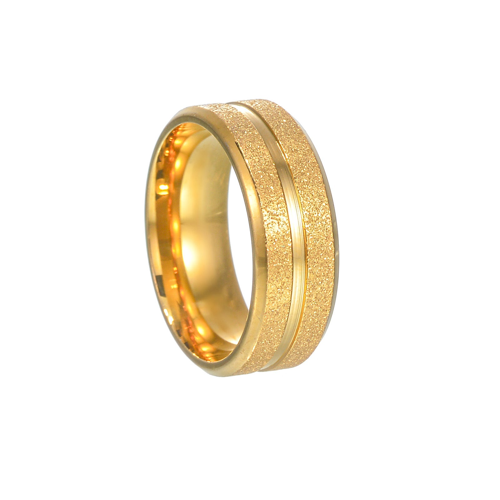 European And American Electroplated Placer Gold Jewelry 8mm Stainless Steel Ring