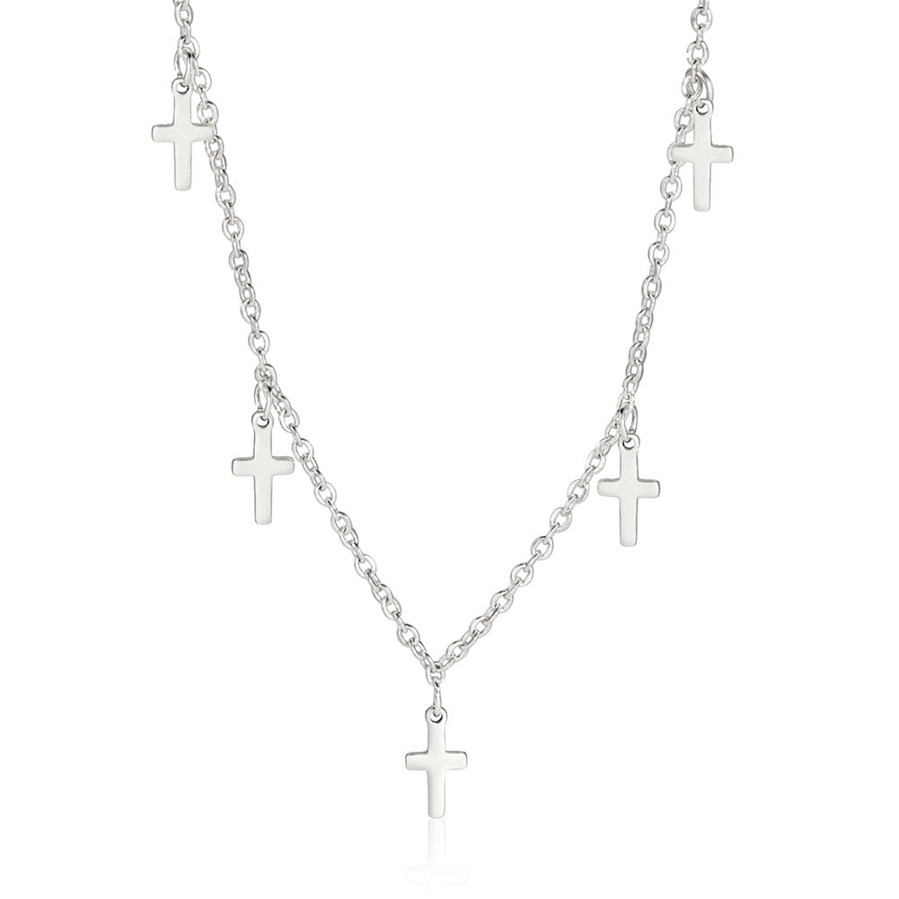 Women's Trendy All-match Light Luxury Cross Pendant Stainless Steel Necklace