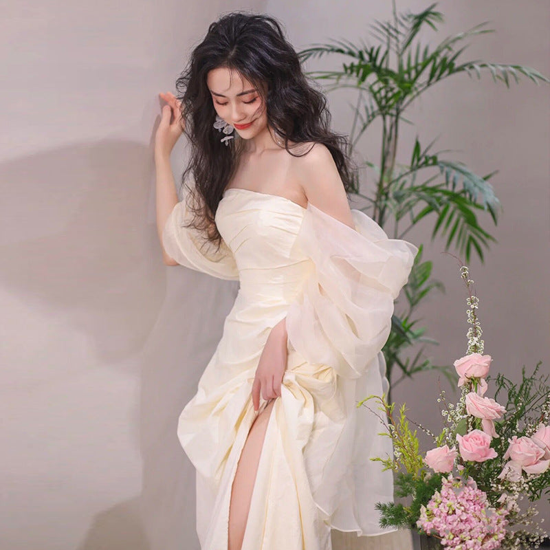 Tube Top Light Wedding Dress Bride Simple Long