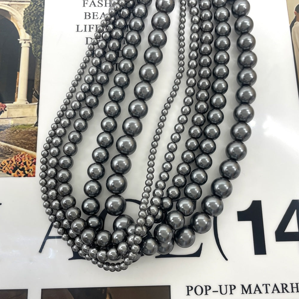 Retro Women's Simple Black Pearl Necklace
