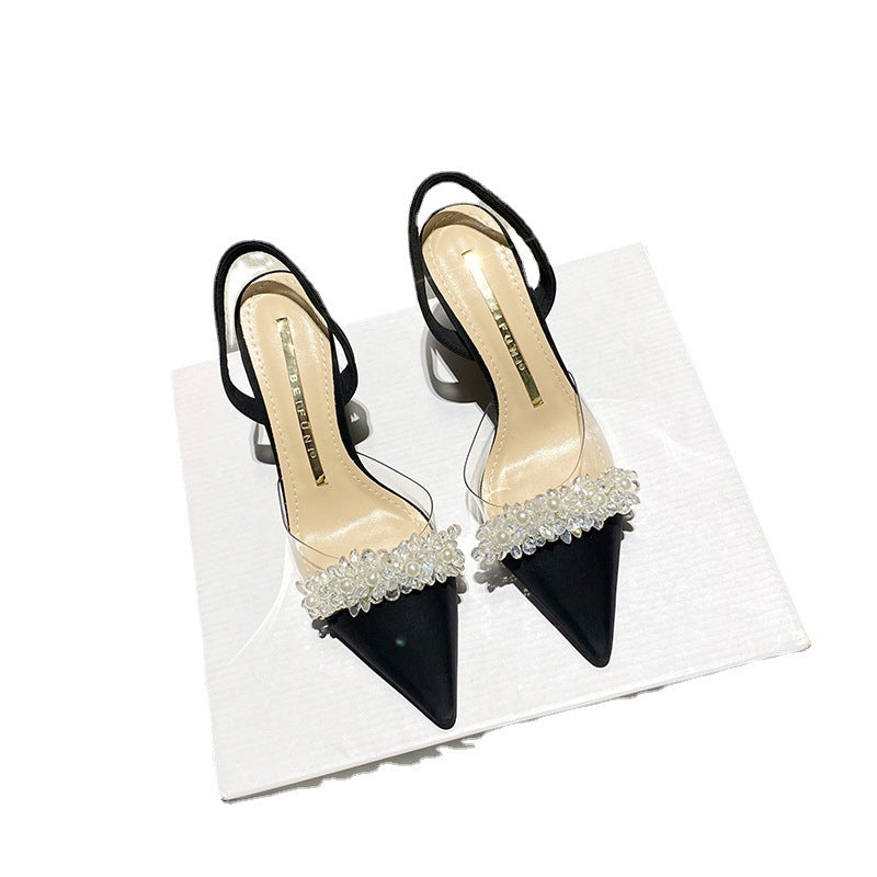 Summer New Dignified Rhinestone Pointed-toe Stiletto Shoes Fairy