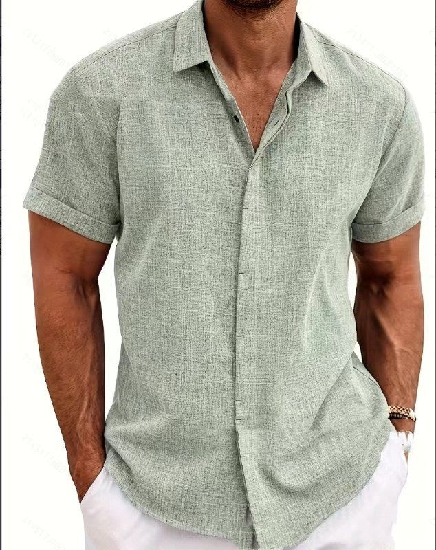 Men's Linen Short Sleeved T-shirt Loose Fitting