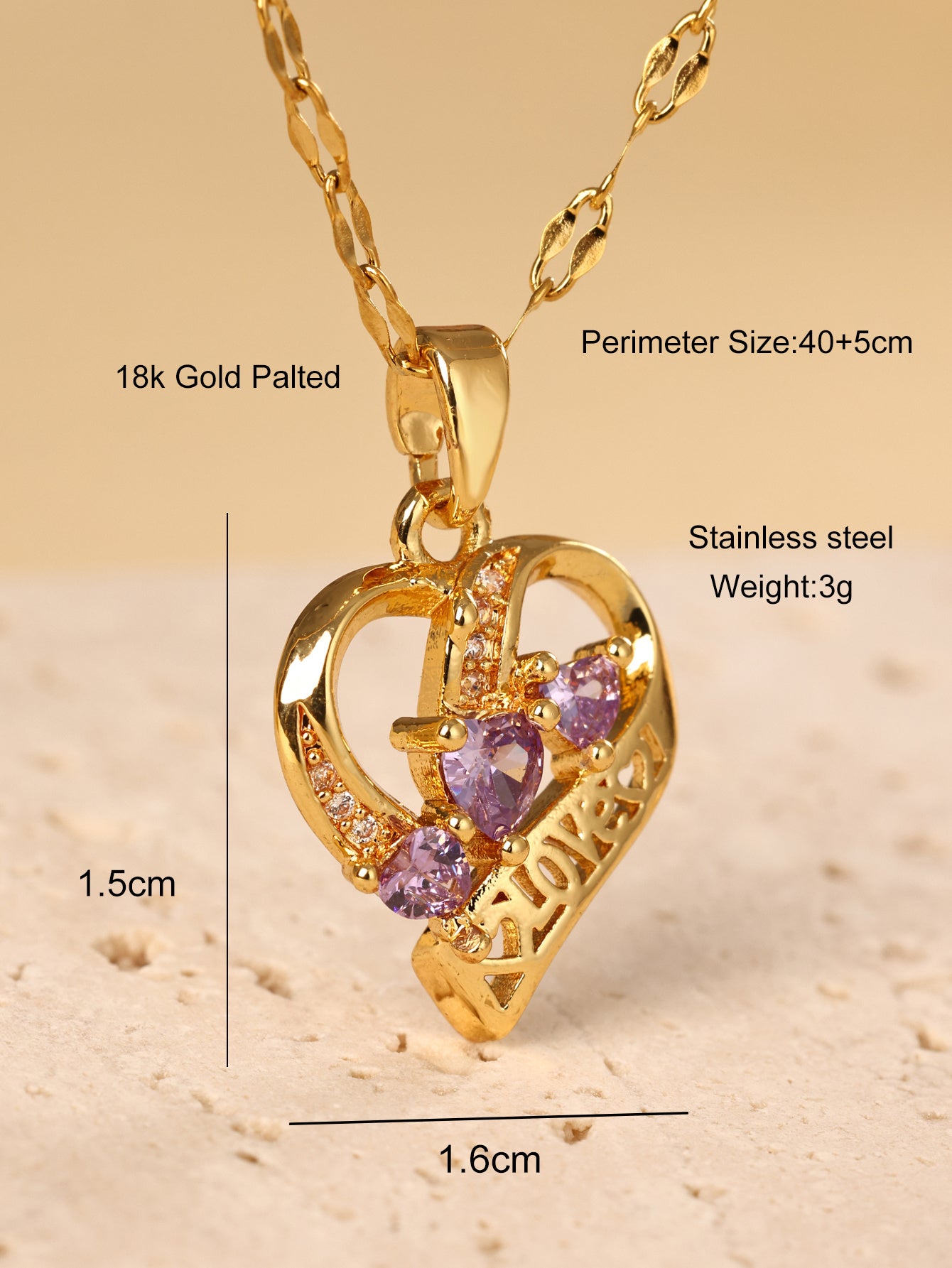 Korean Love Necklace For Women, Light Luxury, Simple And Versatile, Fashionable And Elegant, Zircon LOVE Heart Shaped Pendant Necklace