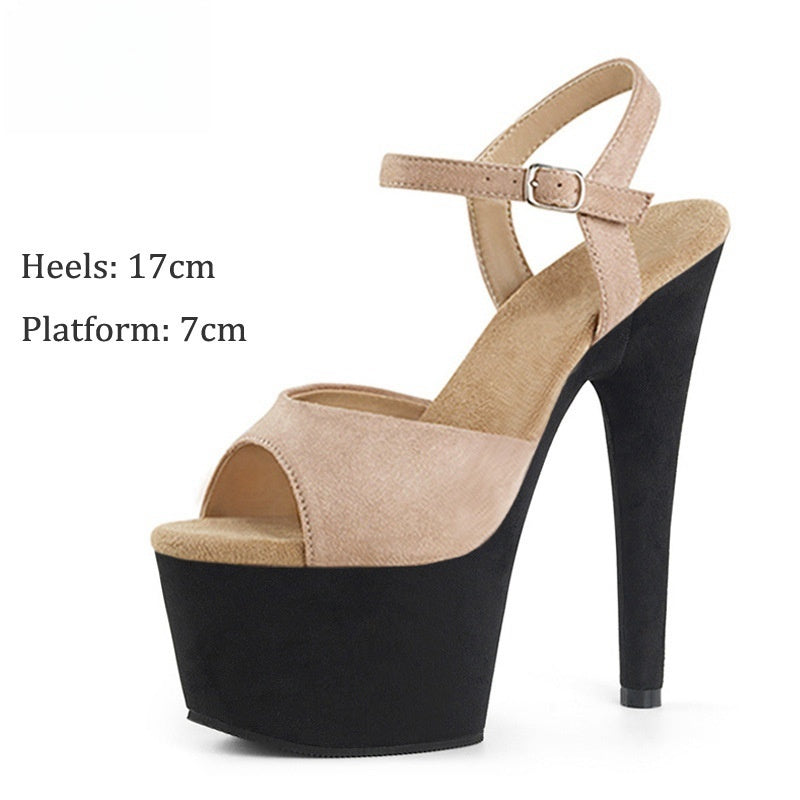 17cm Suede High Heel Sandals Model Catwalk