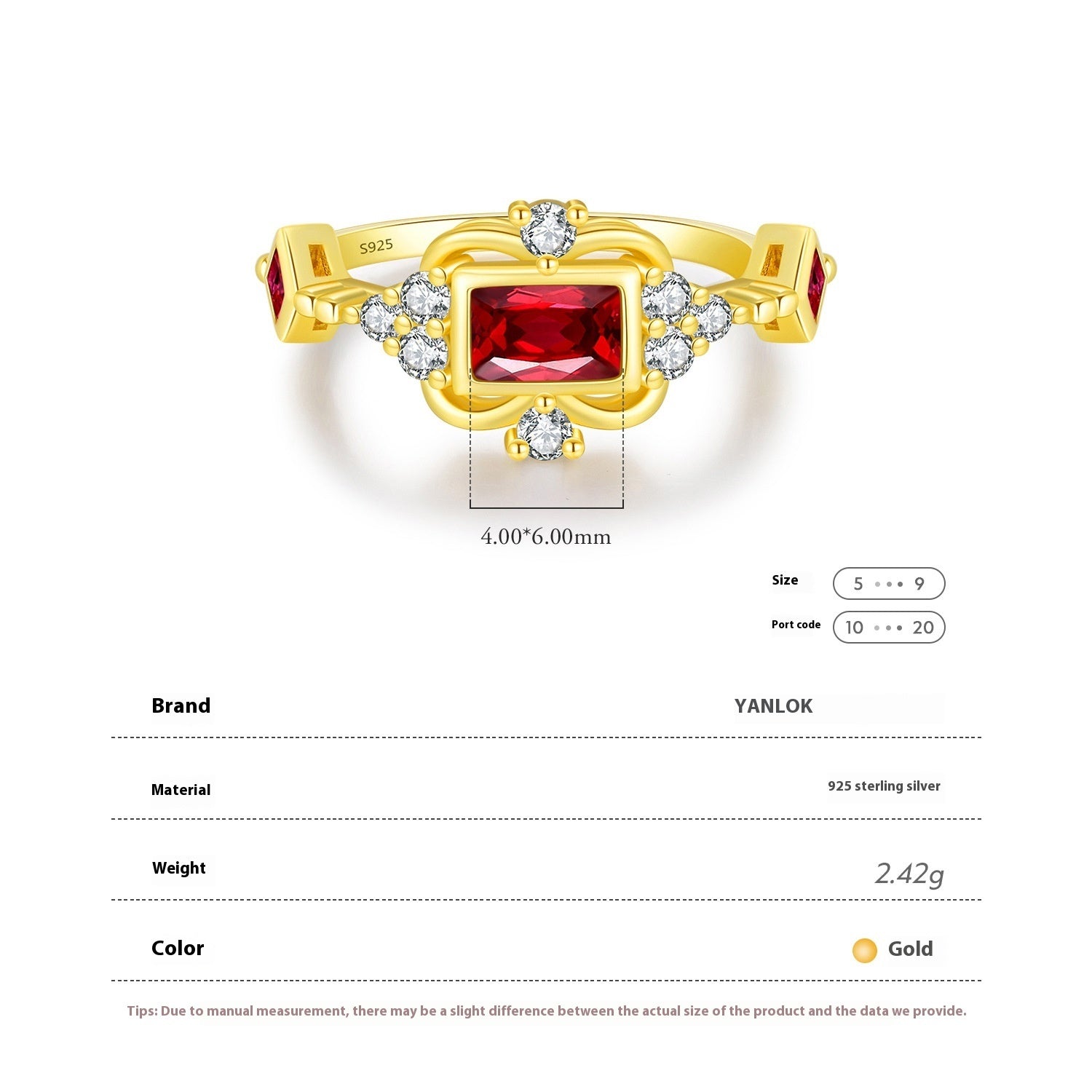 S925 Silver Light Luxury Advanced Pigeon Blood Red Colored Gems Garland Ring Fashion Design