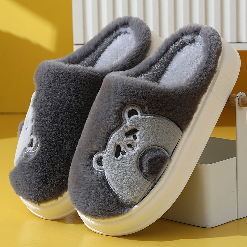 Silent Anti-slip Home Cartoon Cute Home Thermal Cotton Slippers Winter