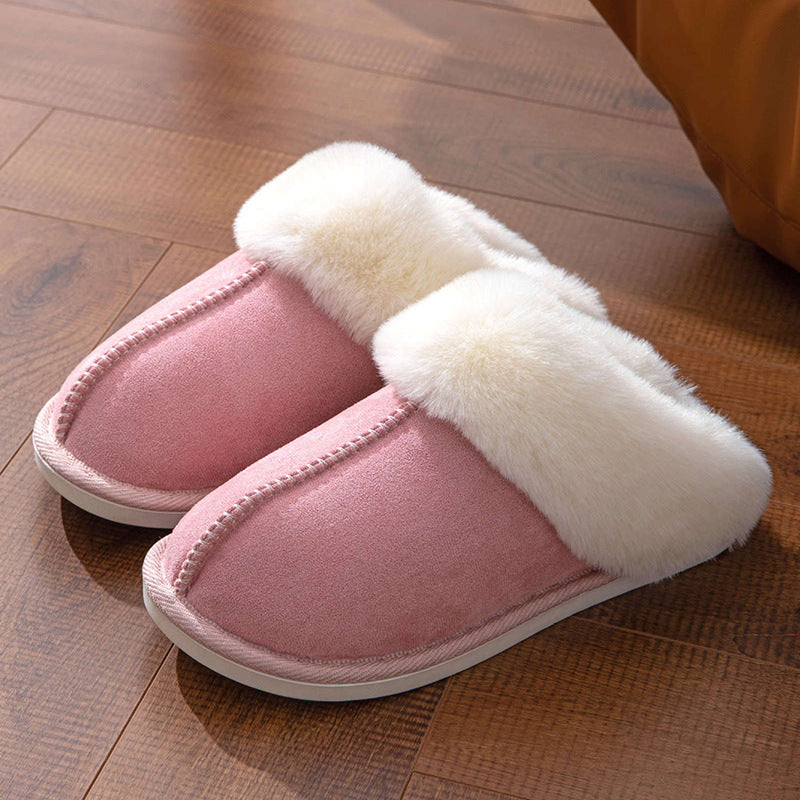 Fluffy Slippers Autumn Winter Home Indoor Cotton Slippers Warm Slugged Bottom Home