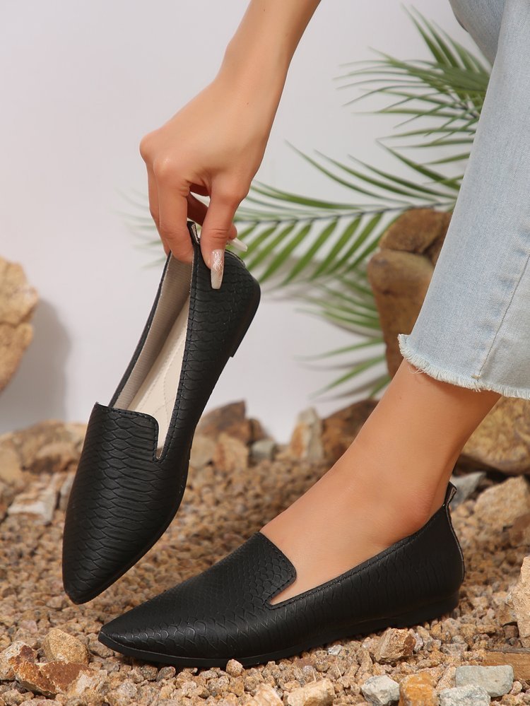 Simple Pointed Snake Pattern Flat Pumps Foreign Trade Slip-on Lazy Shoes