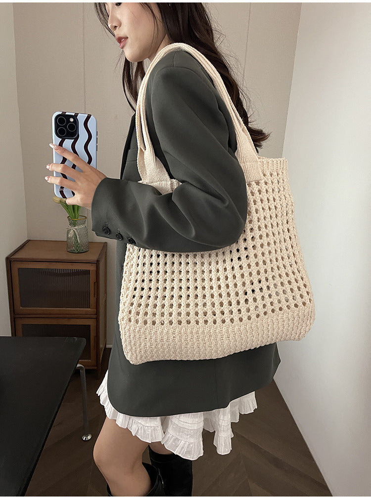 Women's Hollow Knitted Large Capacity Shoulder Bag