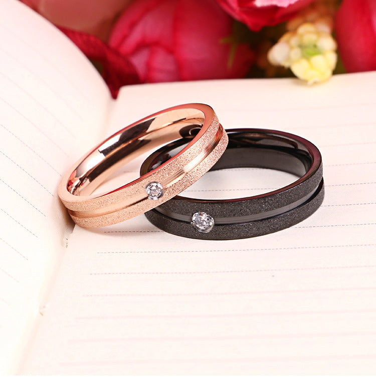 Couple Rings Japanese And Korean Style Rose Gold And Black Rings