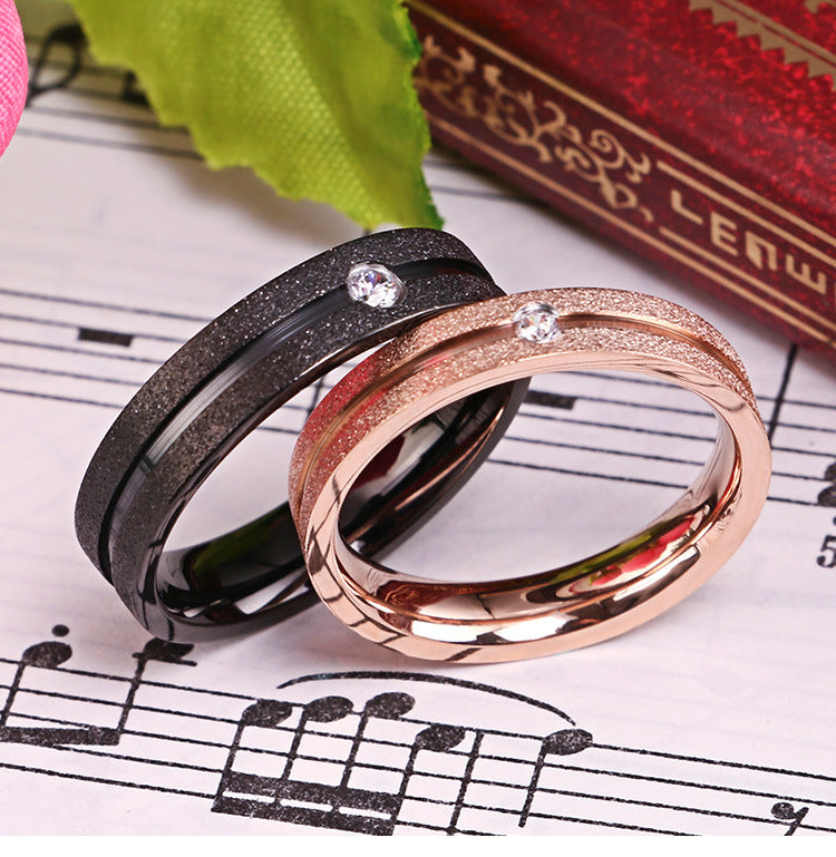 Couple Rings Japanese And Korean Style Rose Gold And Black Rings