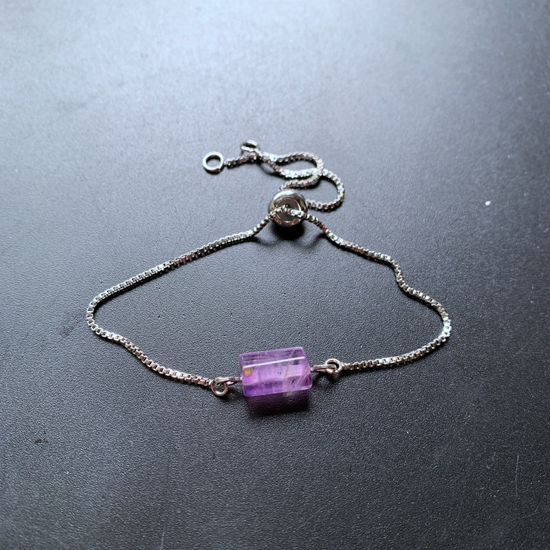 Natural Citrine Purple Prehnite Tube Bead Bracelet