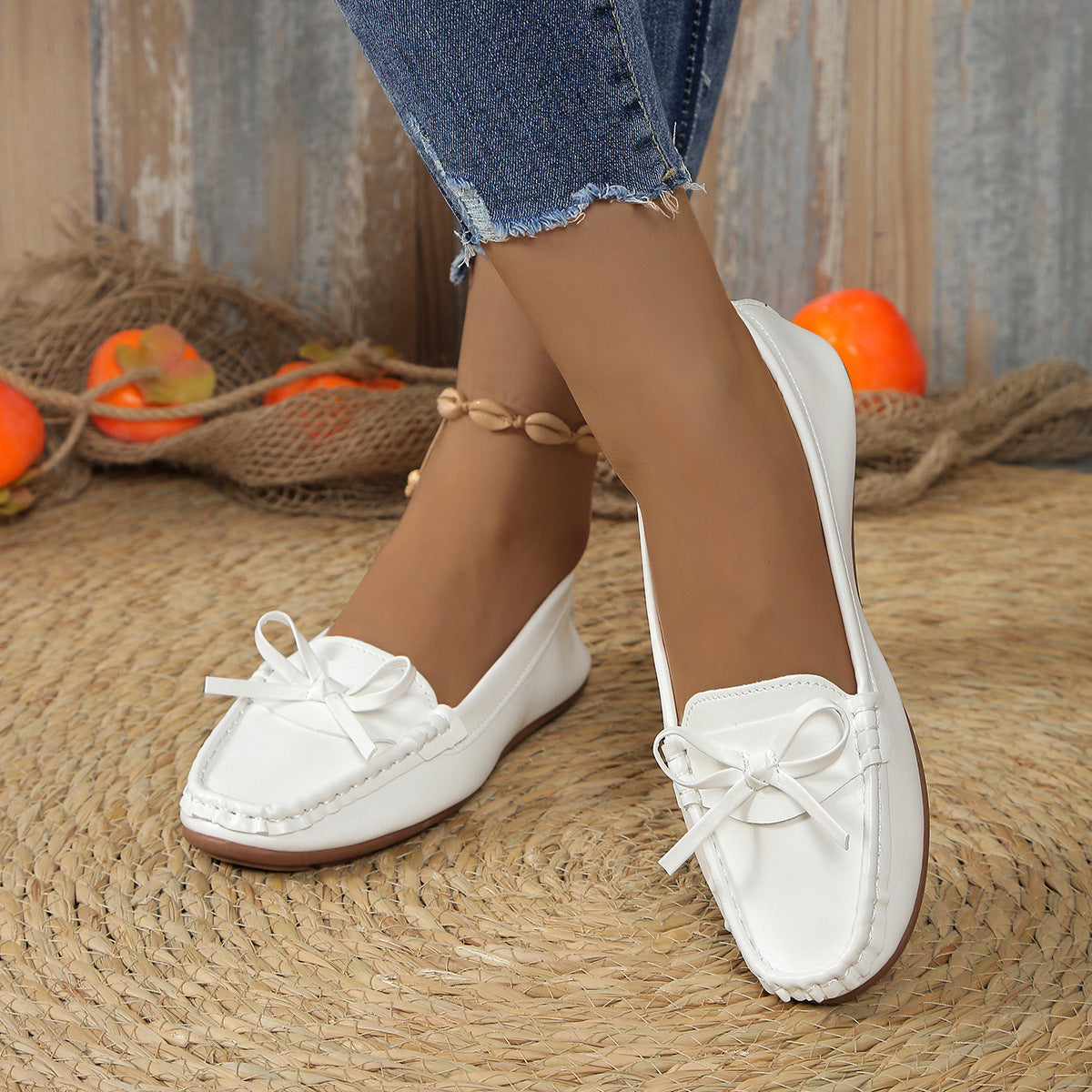 Casual Bowknot Flat Shoes Fashion Comfortable Soft-soled Loafers Slip-on Cozy Shoes Women