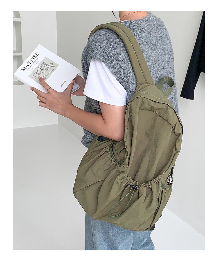 Korean Style Large Capacity Nylon Backpack Girls Ins Lightweight Leisure Commute Simple