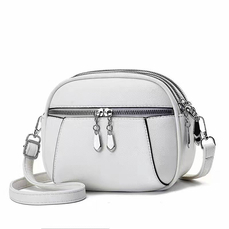 Solid Color Small Round Bag Fashion Multi-pocket Large Capacity Shoulder Crossbody Bags For Women Handbags