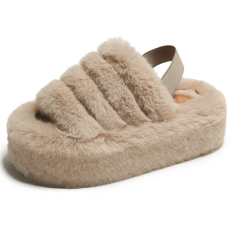 Women's Fashion Outerwear Warm Muffin Thick-soled Cotton Slippers