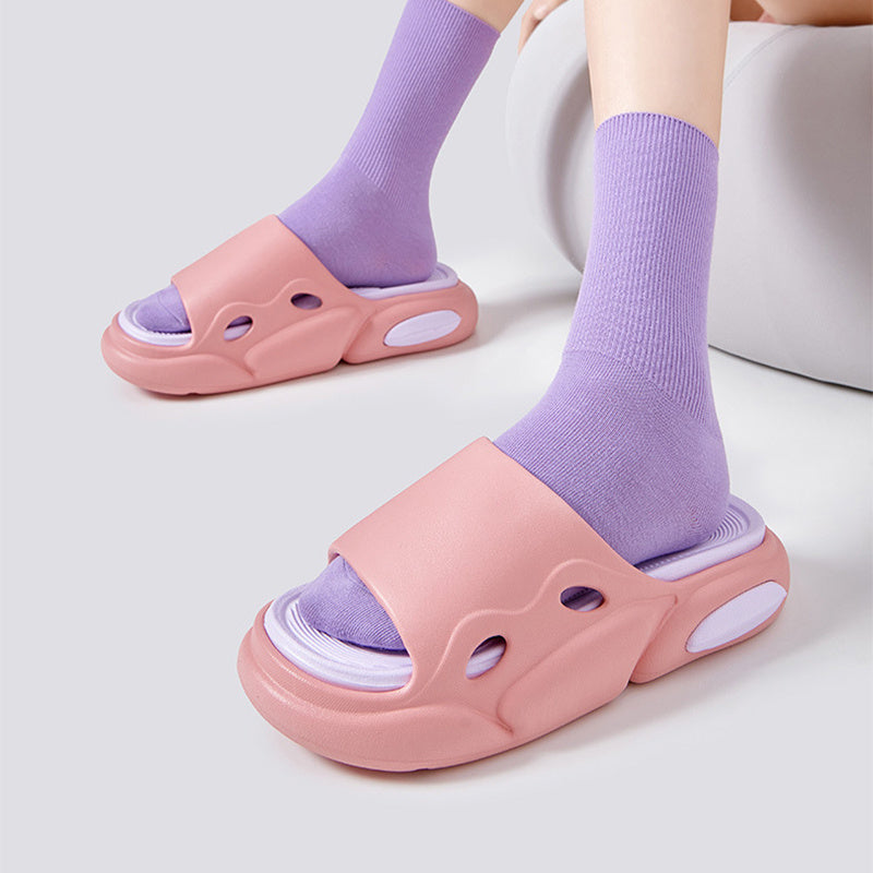Women's Two-color Slippers For Couple Thick-soled Indoor Floor House Shoes Summer Outdoor Leisure Beach Shoes Women Men