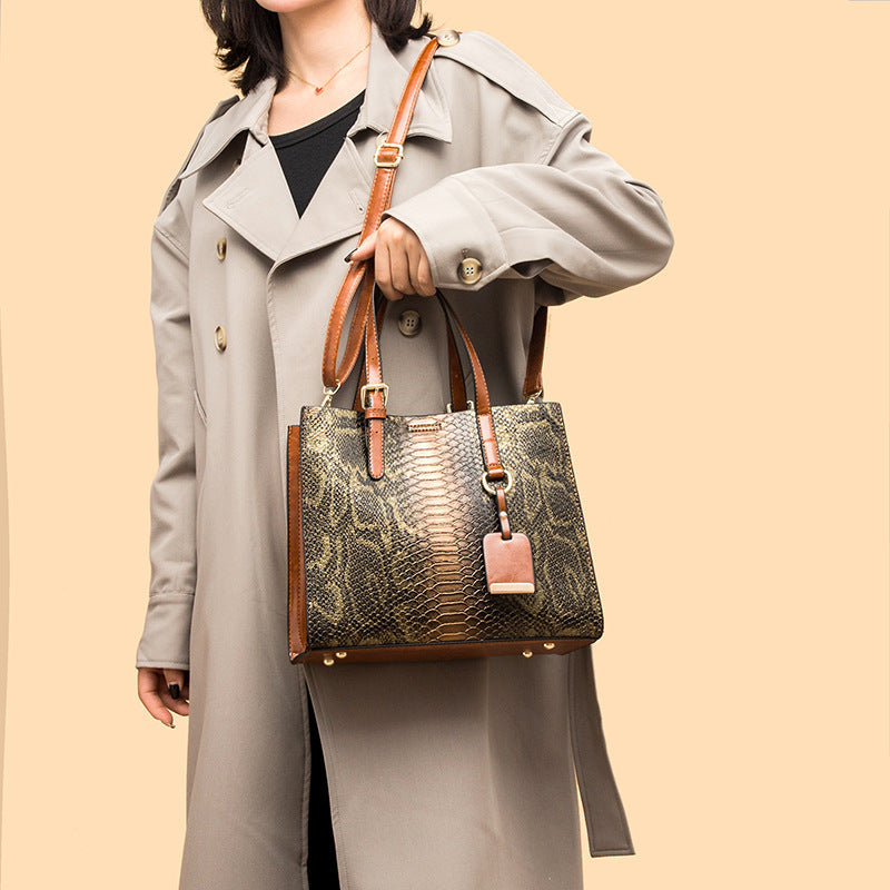 One-shoulder Crossbody Pattern Multi-purpose Three-piece Women's Bag