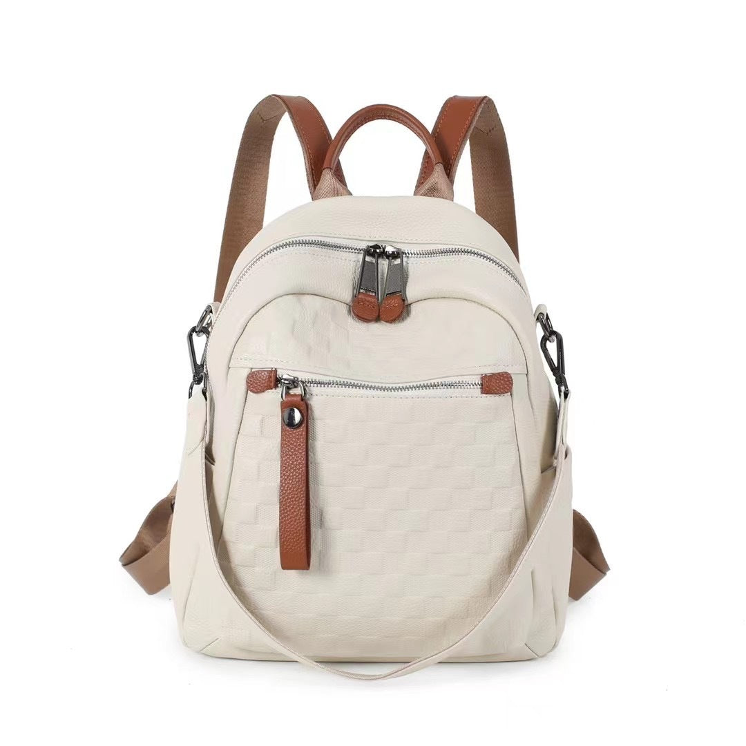 First Layer Cowhide Women's Diamond Plaid Backpack