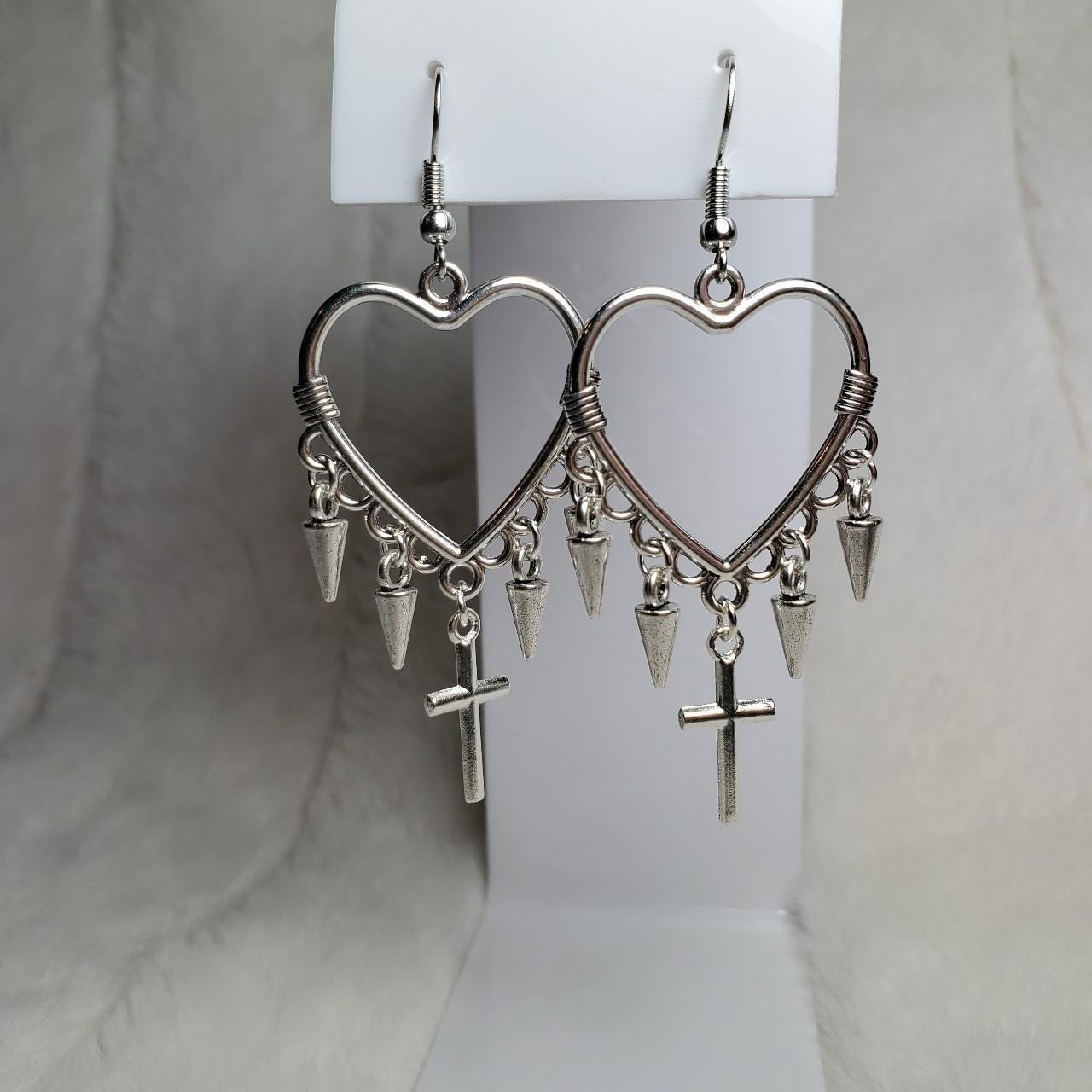 Fashion Simple Cross Tassel Personality Retro Heart Earrings Ear Ring