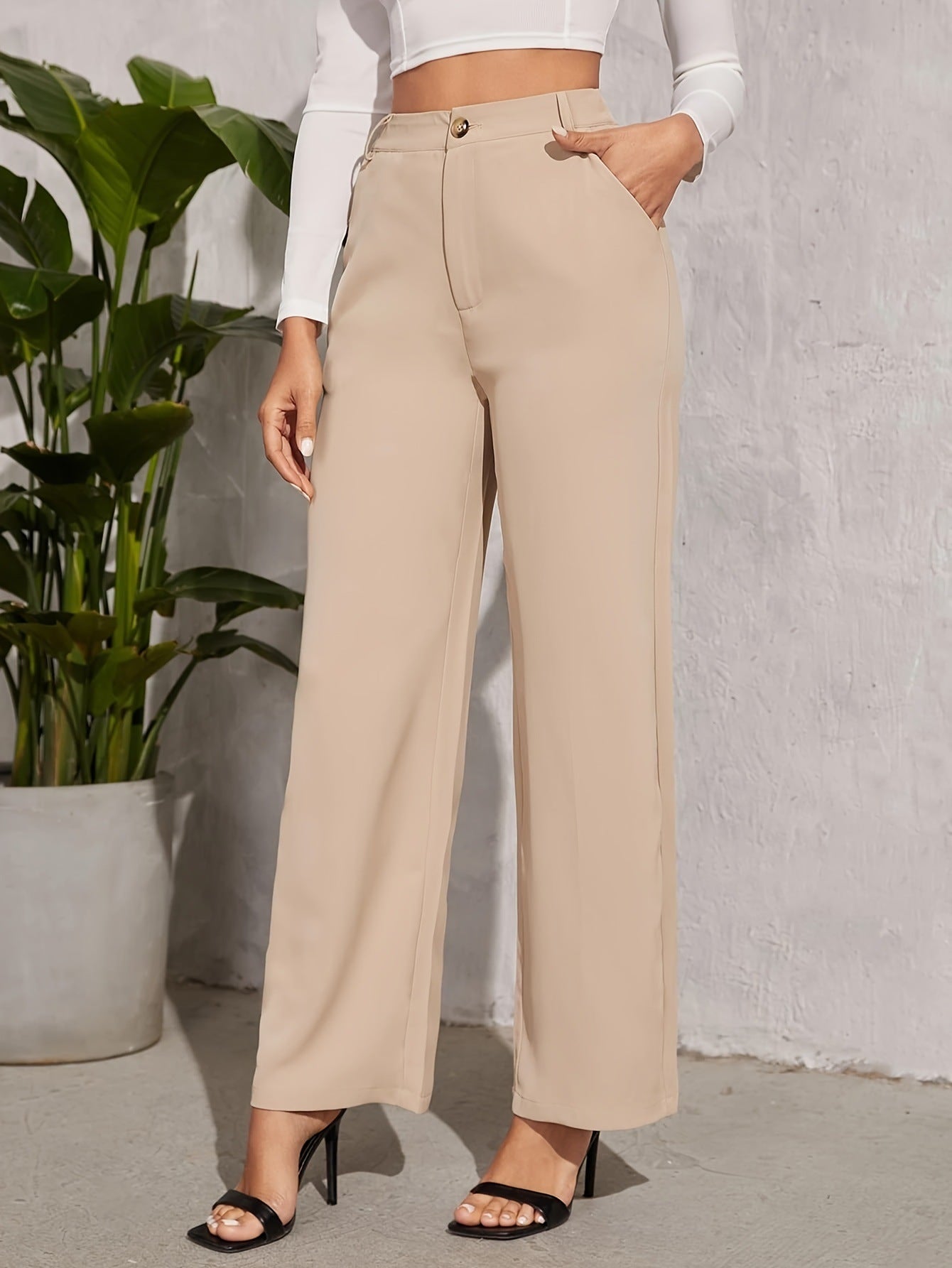 Wide Leg Draping Effect Commuter Loose Trousers