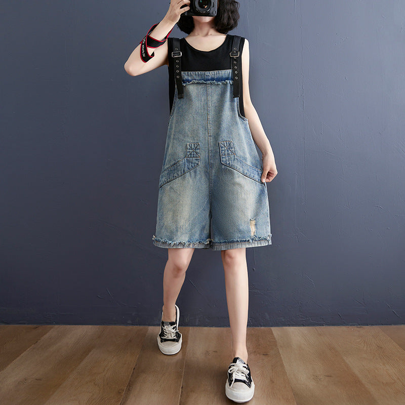 New Literary Large Size Fat Sister Jean Suspenders Female