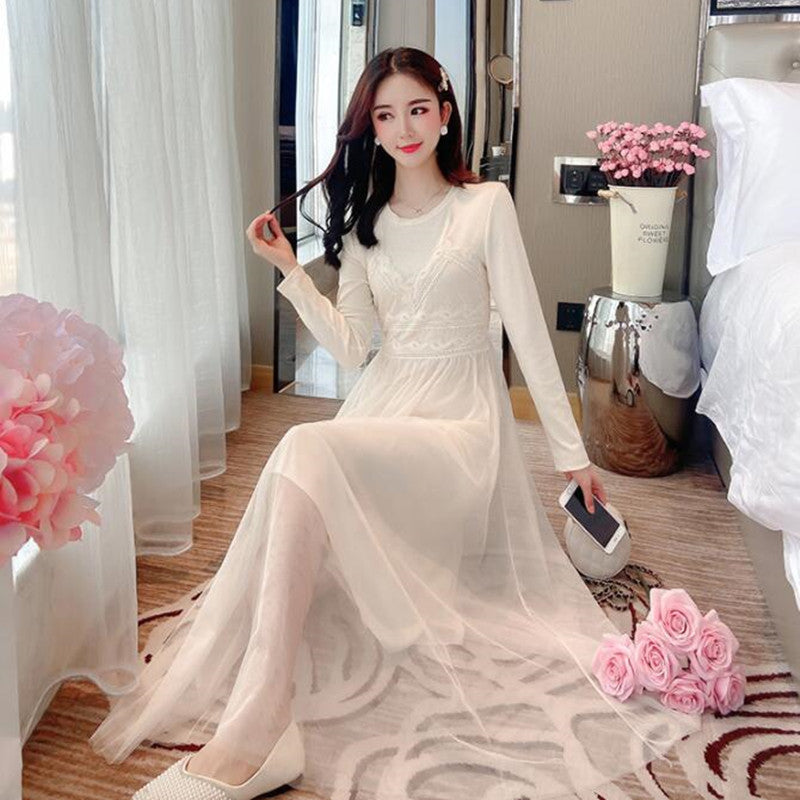 Fairy Sweet Sen Spring Net Gauze Dress High Waist