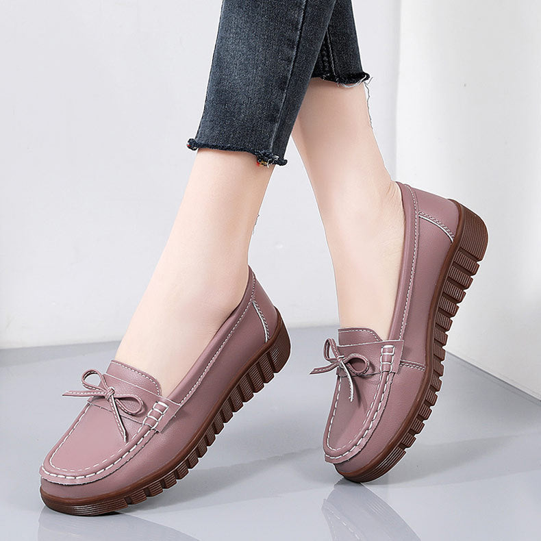 Summer Leather Breathable Women's Soft-soled Leather Shoes