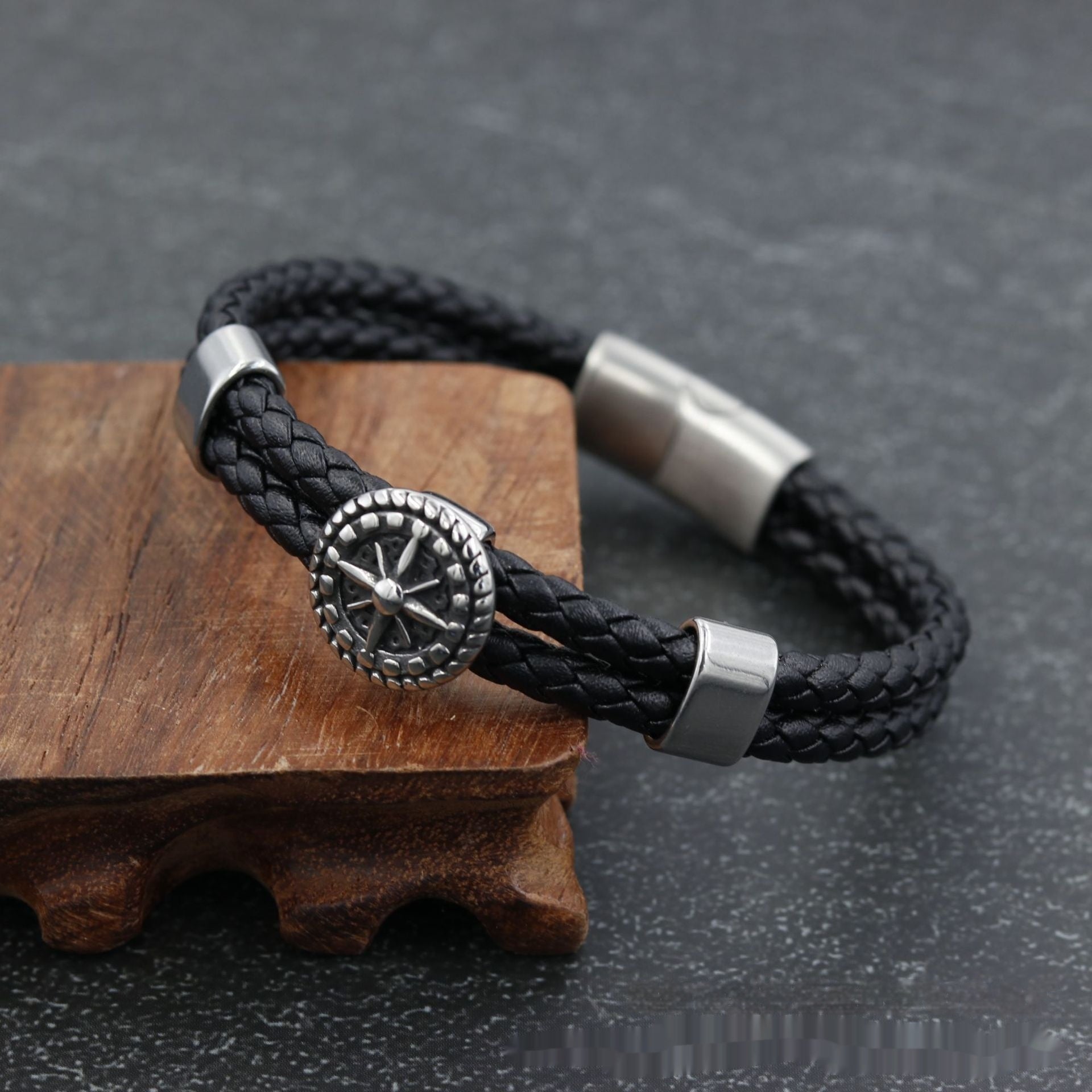 New Men's Stainless Steel Bracelet Double Woven