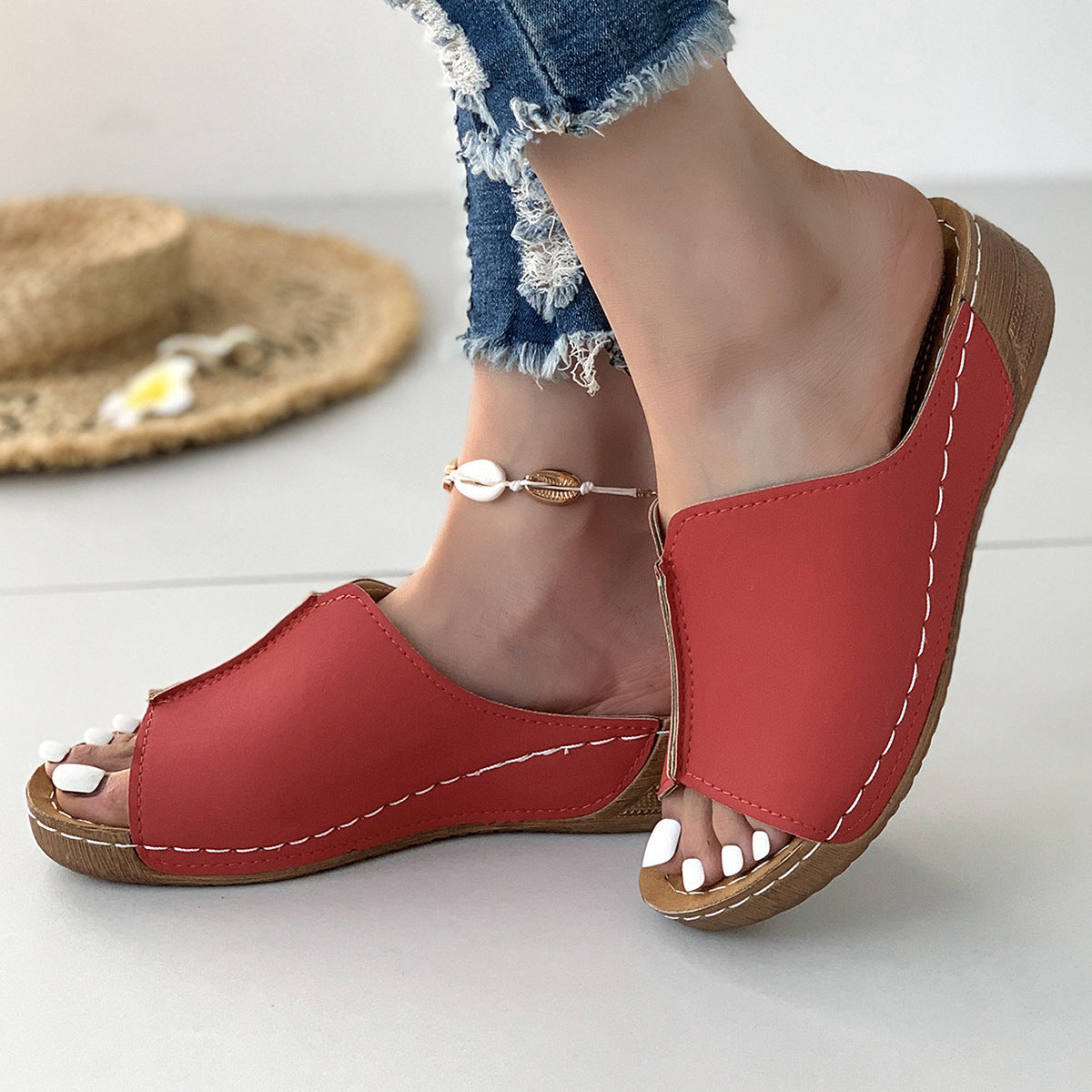 Summer Wedge Women's Slippers Plus Size Casual Fashion Simple Platform