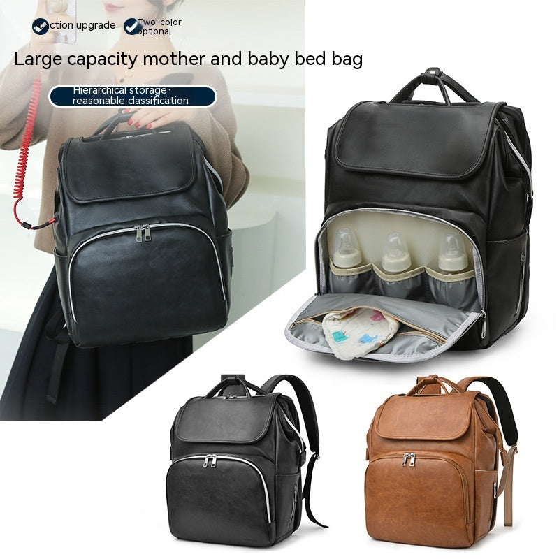 Leisure Crib Baby Diaper Bag Lightweight And Large Capacity Splash-proof Multi-purpose Shoulder Mummy Backpack