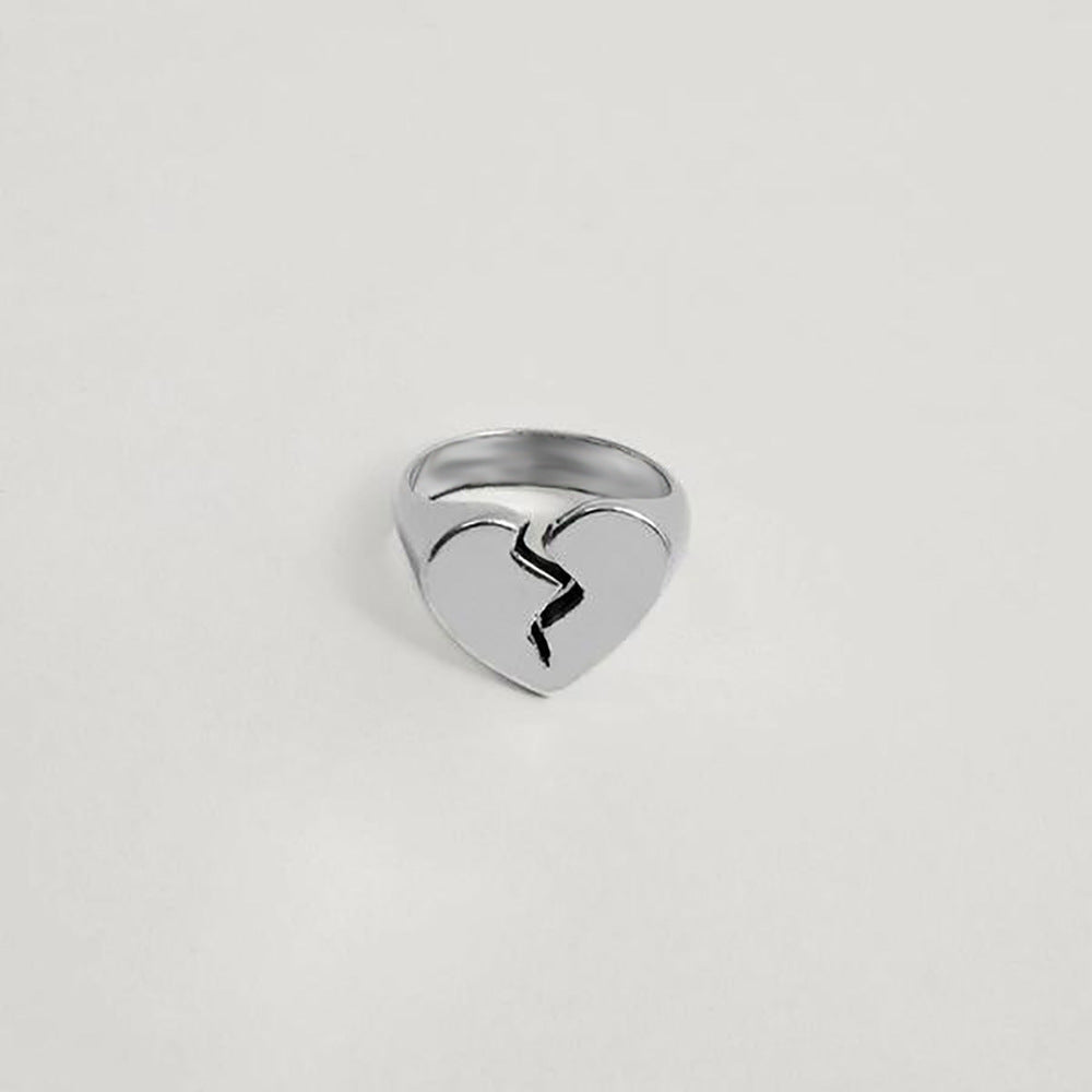 Creative Hip Hop Fashion Heart-shaped Gold And Silver Color Ring