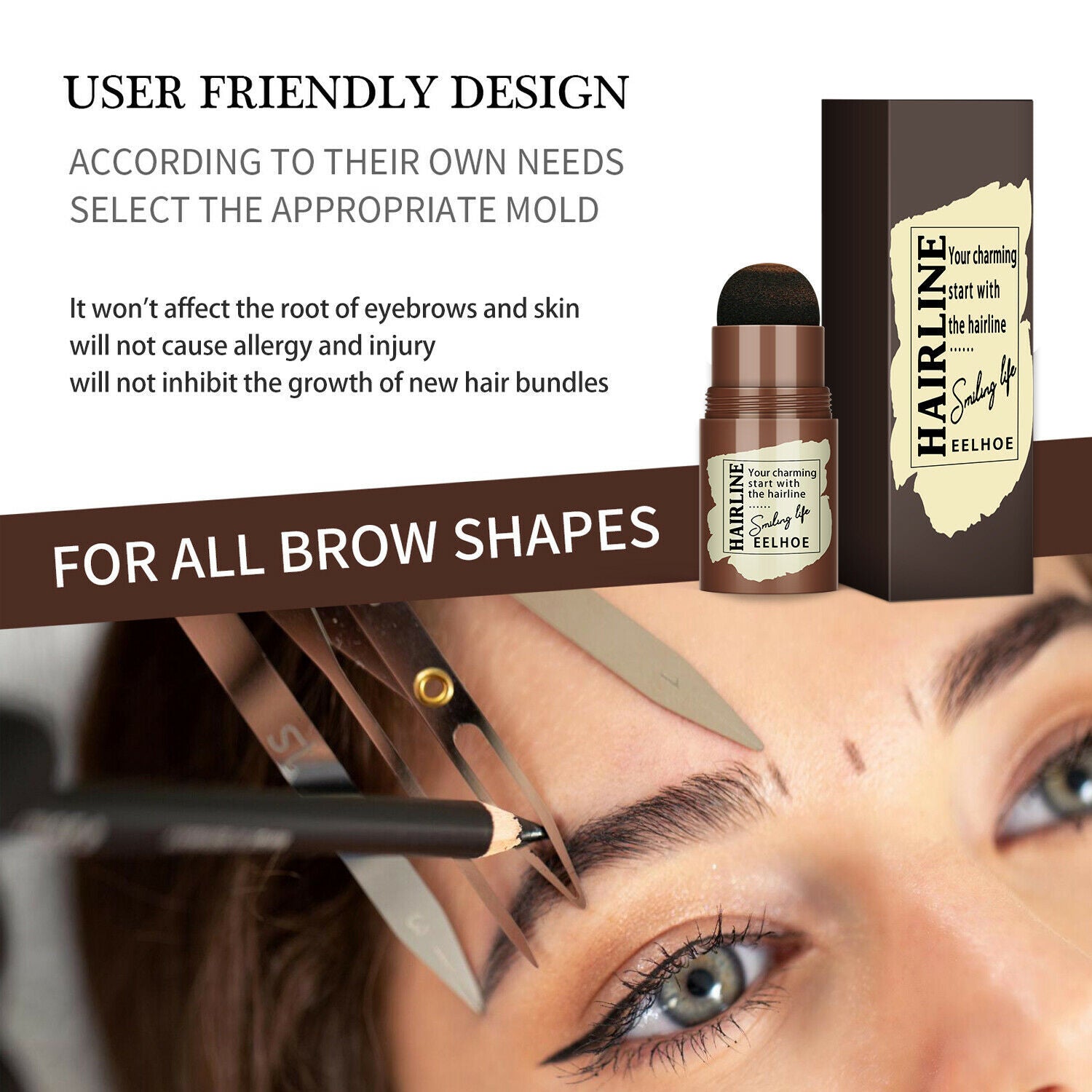 Eyebrow Stamp Stencil Kit, 24 Pc Eyebrow Shaping Stencils, Long-lasting Eyebrow Brow Definer, Perfect Make-up Reusable Kit
