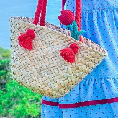 Three-dimensional Small Flower Tulip Handmade Crochet Vegetable Basket Handbags