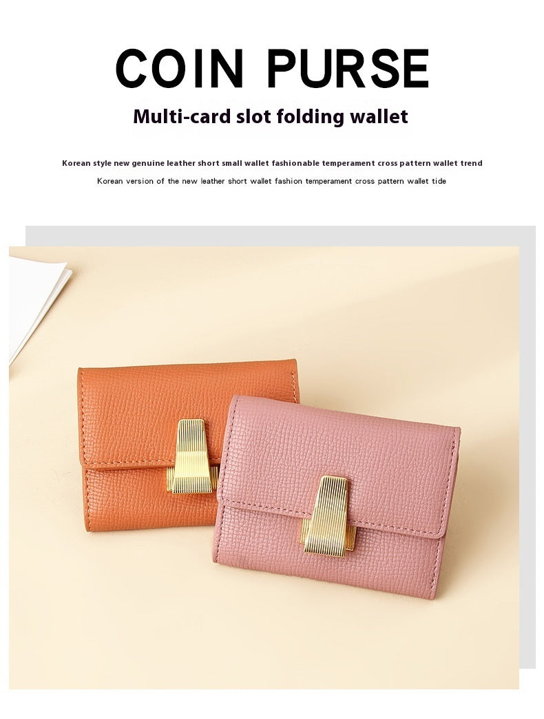 Women's High Sense Niche 70 Off Short Style Multiple Card Slots Multi-functional Leather Wallet