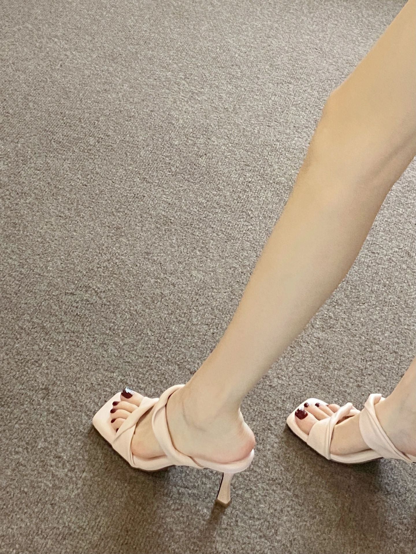 Slip-on High Heel Sandals, Comfortable Square Toe Stiletto Heel