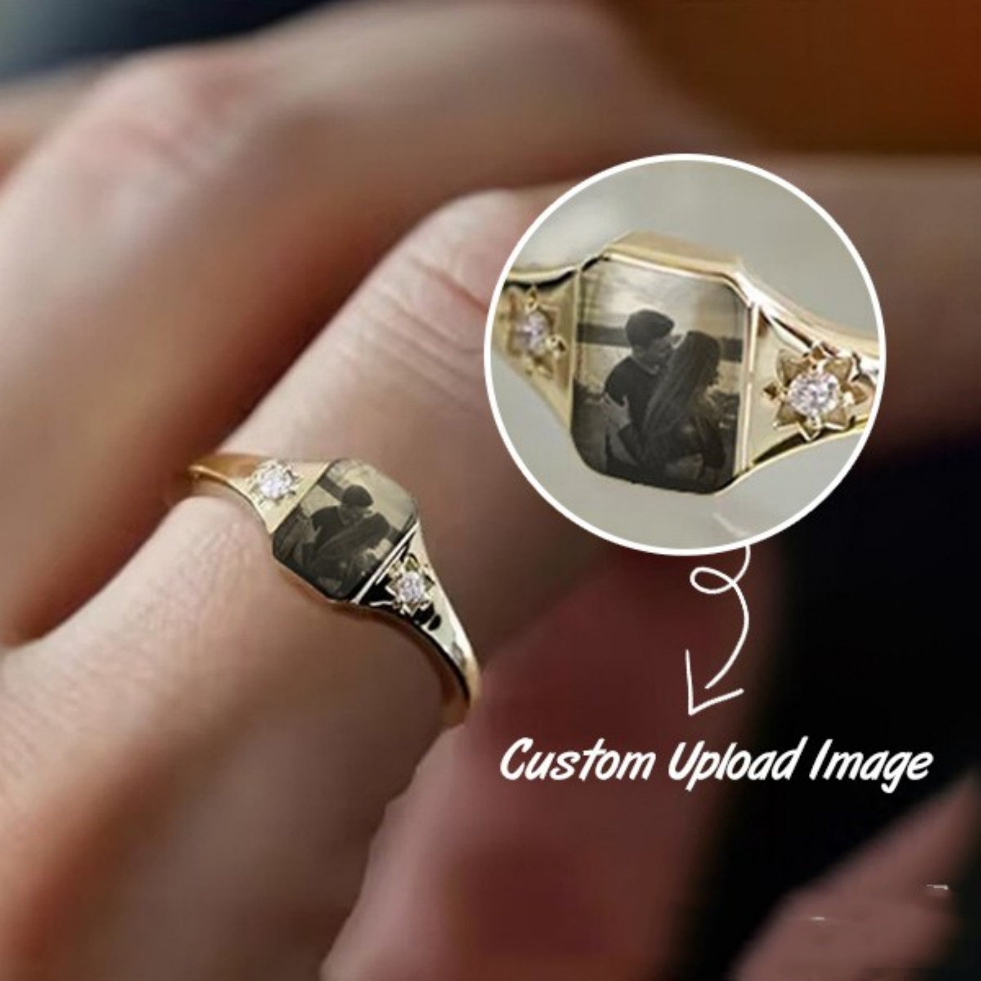 Photo Month Stone Ring Customization