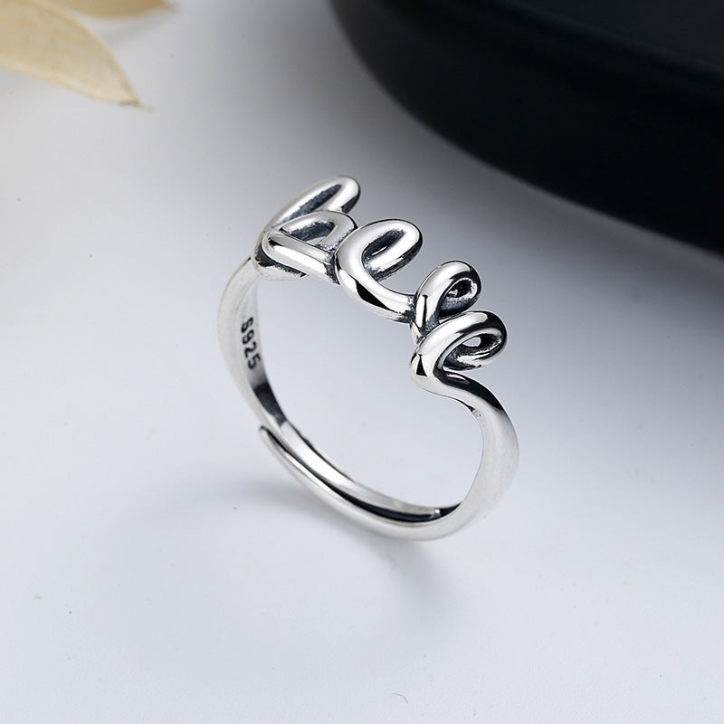 S925 Sterling Silver Japanese And Korean Version Twist Love Love Ring