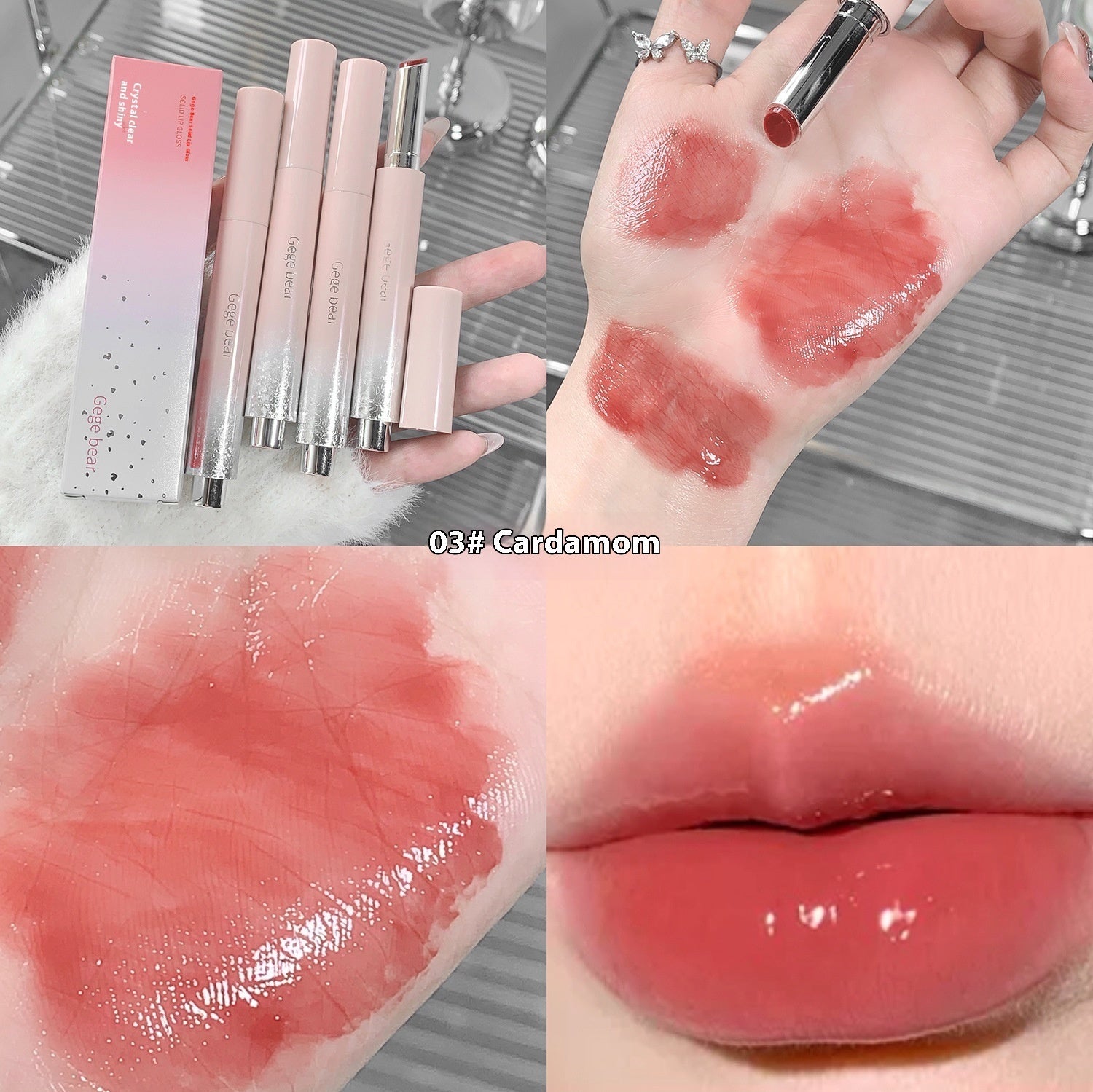 Solid Lip Gloss Water Light Mirror Press Lipstick