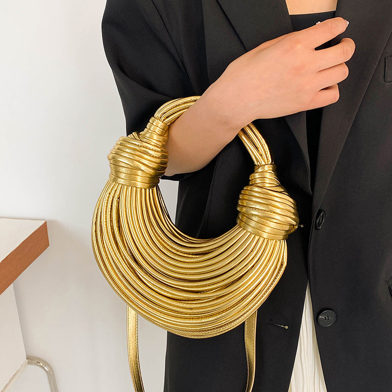 Instafamous Metal Noodles Underarm Bag Fashion Shiny Surface