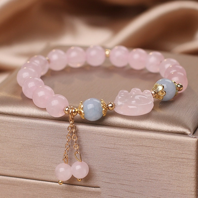 Special-interest Design Sweet Pink Crystal Cat's Paw Bracelet