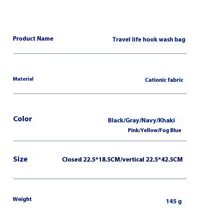 Large Capacity Portable Hook Cationic Wash Bag