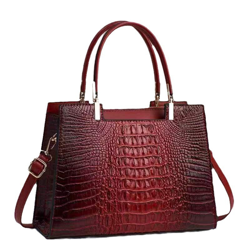 Women's Fashion Casual Crocodile Pattern Large Capacity Handbag