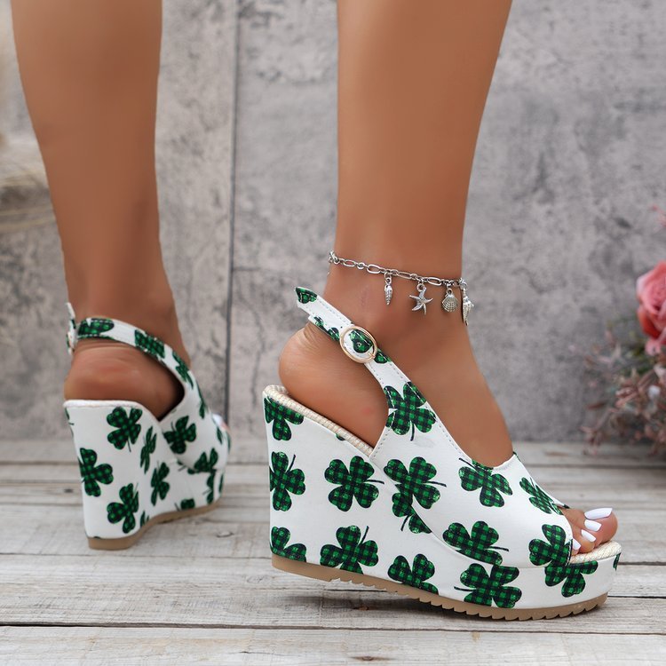 Plus Size Wedge Sandals European And American Fashion Embroidery Height Increasing