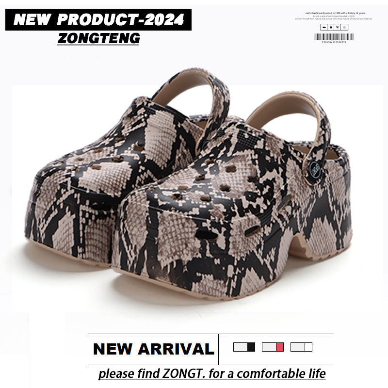 Women's Hole Shoes Summer Wear Leopard Print